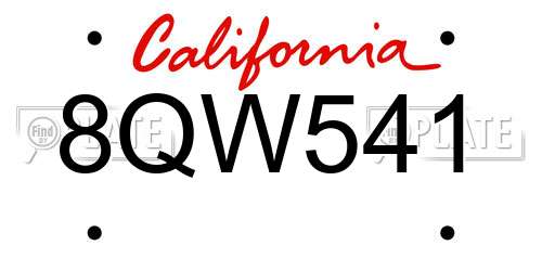8QW541 California License Plate
