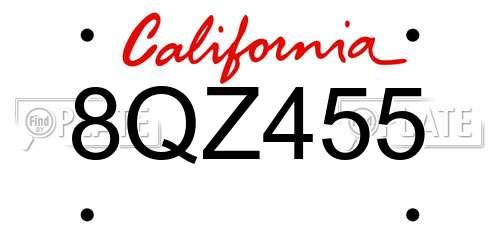 8QZ455 California License Plate