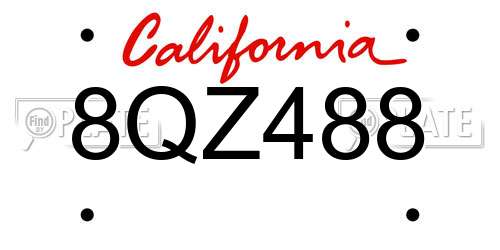 8QZ488 California License Plate