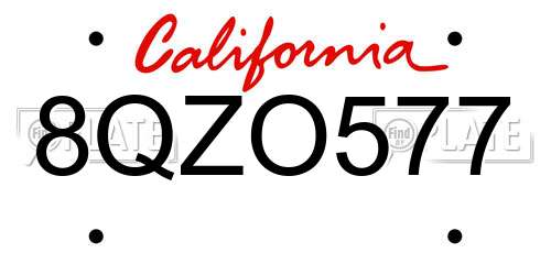 8QZO577 California License Plate