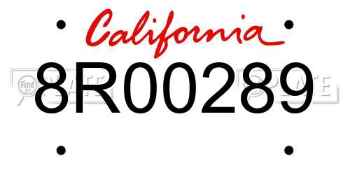 8R00289 California License Plate