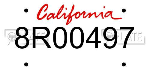 8R00497 California License Plate