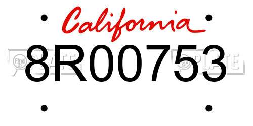 8R00753 California License Plate