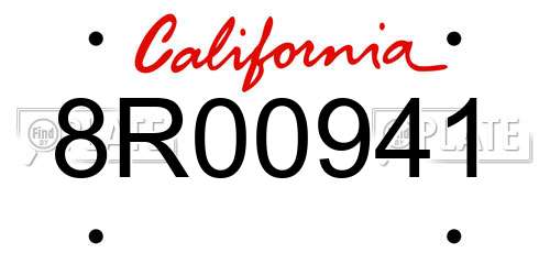 8R00941 California License Plate