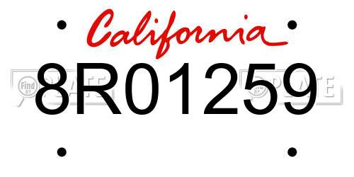 8R01259 California License Plate