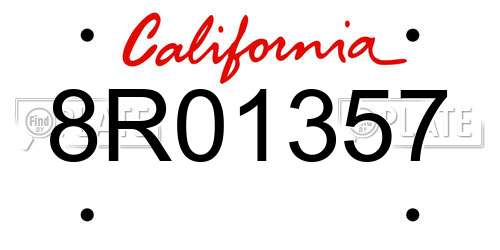 8R01357 California License Plate