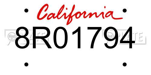 8R01794 California License Plate