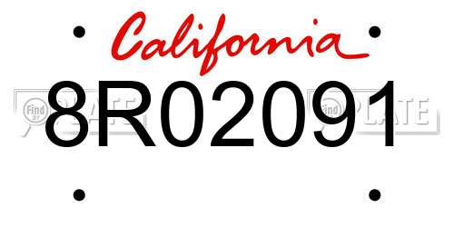 8R02091 California License Plate