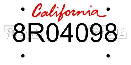 8R04098 California License Plate