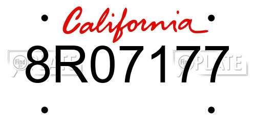 8R07177 California License Plate