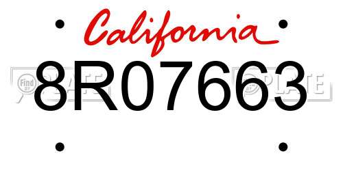 8R07663 California License Plate