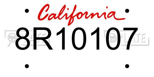 8R10107 California License Plate