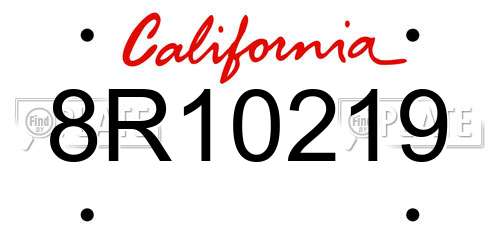 8R10219 California License Plate