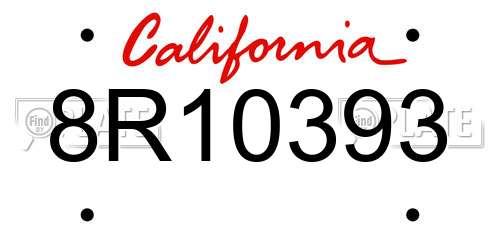 8R10393 California License Plate