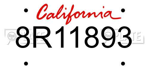 8R11893 California License Plate