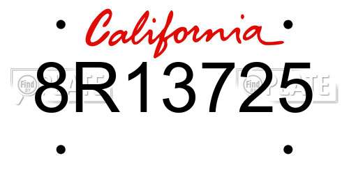 8R13725 California License Plate