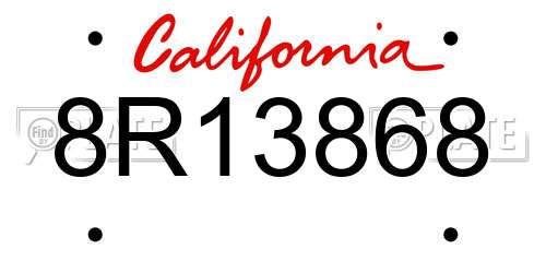 8R13868 California License Plate