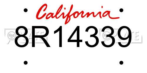 8R14339 California License Plate