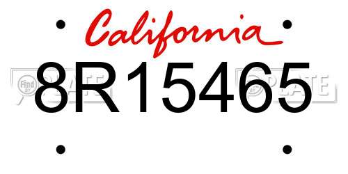 8R15465 California License Plate