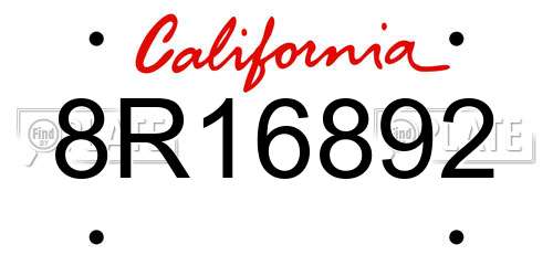 8R16892 California License Plate