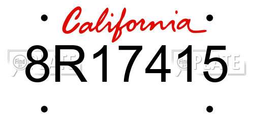 8R17415 California License Plate