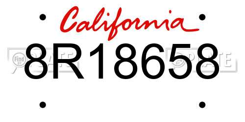 8R18658 California License Plate
