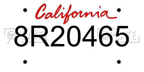 8R20465 California License Plate