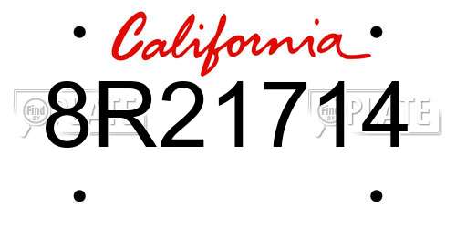 8R21714 California License Plate