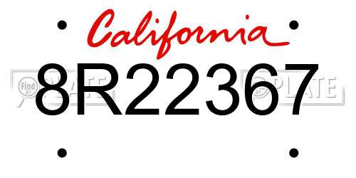 8R22367 California License Plate