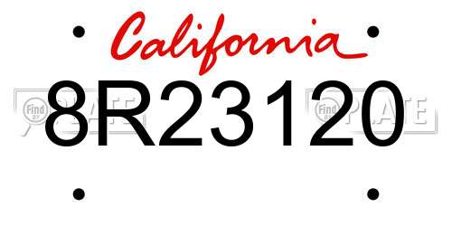 8R23120 California License Plate