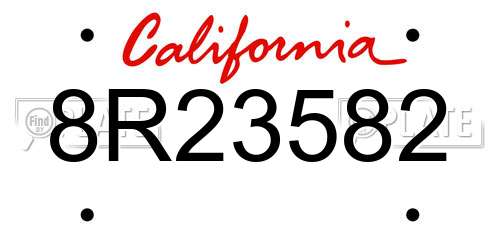 8R23582 California License Plate
