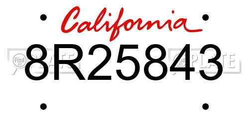 8R25843 California License Plate