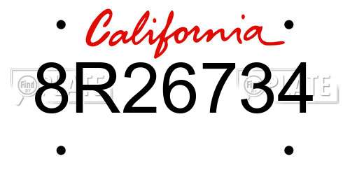 8R26734 California License Plate