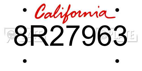 8R27963 California License Plate