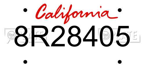 8R28405 California License Plate