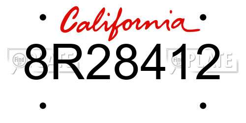 8R28412 California License Plate