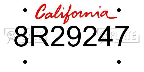 8R29247 California License Plate