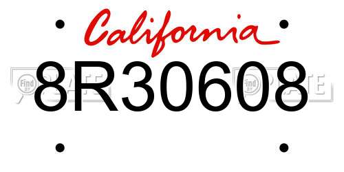 8R30608 California License Plate
