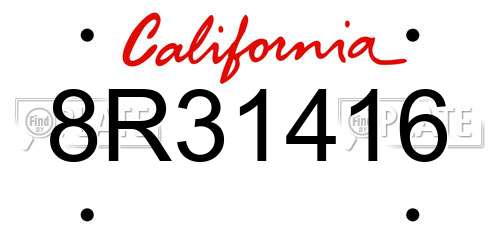 8R31416 California License Plate
