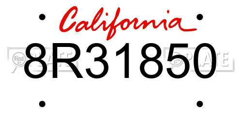 8R31850 California License Plate