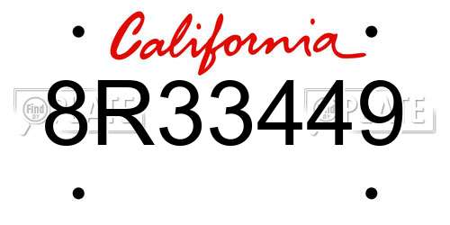 8R33449 California License Plate