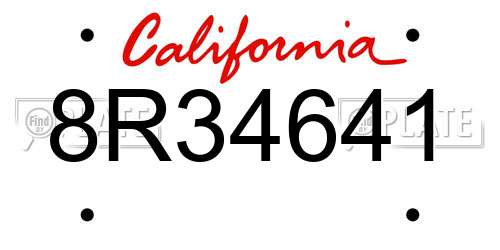 8R34641 California License Plate