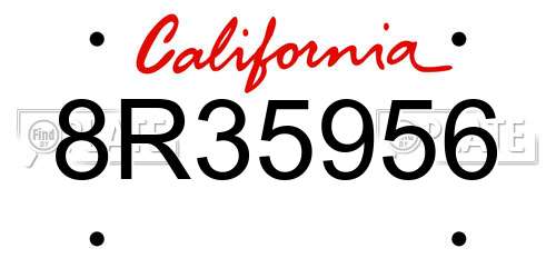 8R35956 California License Plate