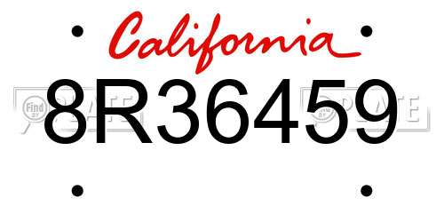 8R36459 California License Plate