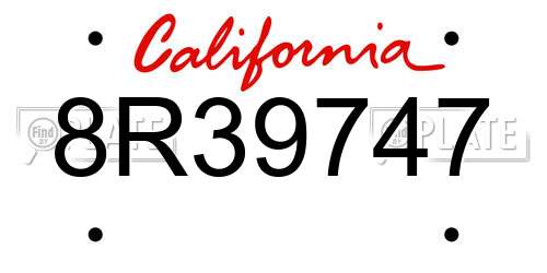 8R39747 California License Plate