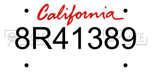 8R41389 California License Plate