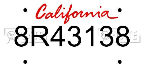 8R43138 California License Plate