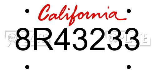 8R43233 California License Plate