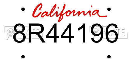 8R44196 California License Plate