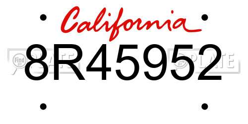 8R45952 California License Plate